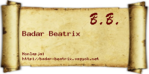 Badar Beatrix névjegykártya
